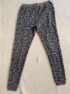 Barefoot Dreams Gray and Charcoal Leopard Print Cozy Pants